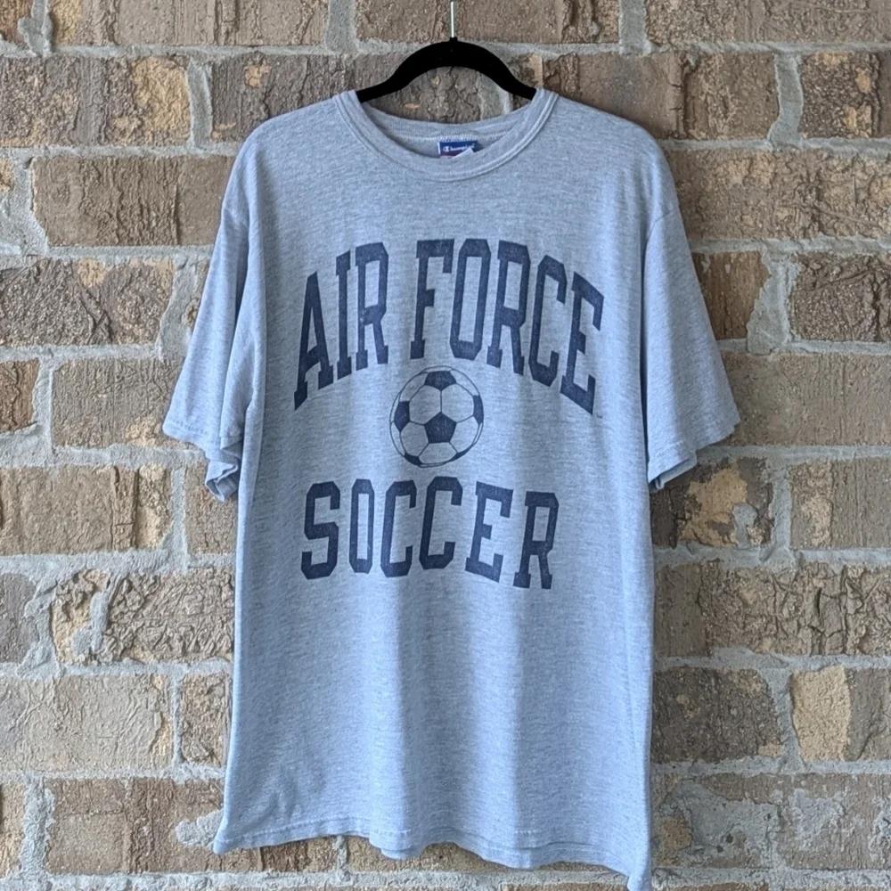 Champion Air Force Academy Soccer Short Sleeve T-Shirt Large Heather Gray Blue - Picture 7 of 7